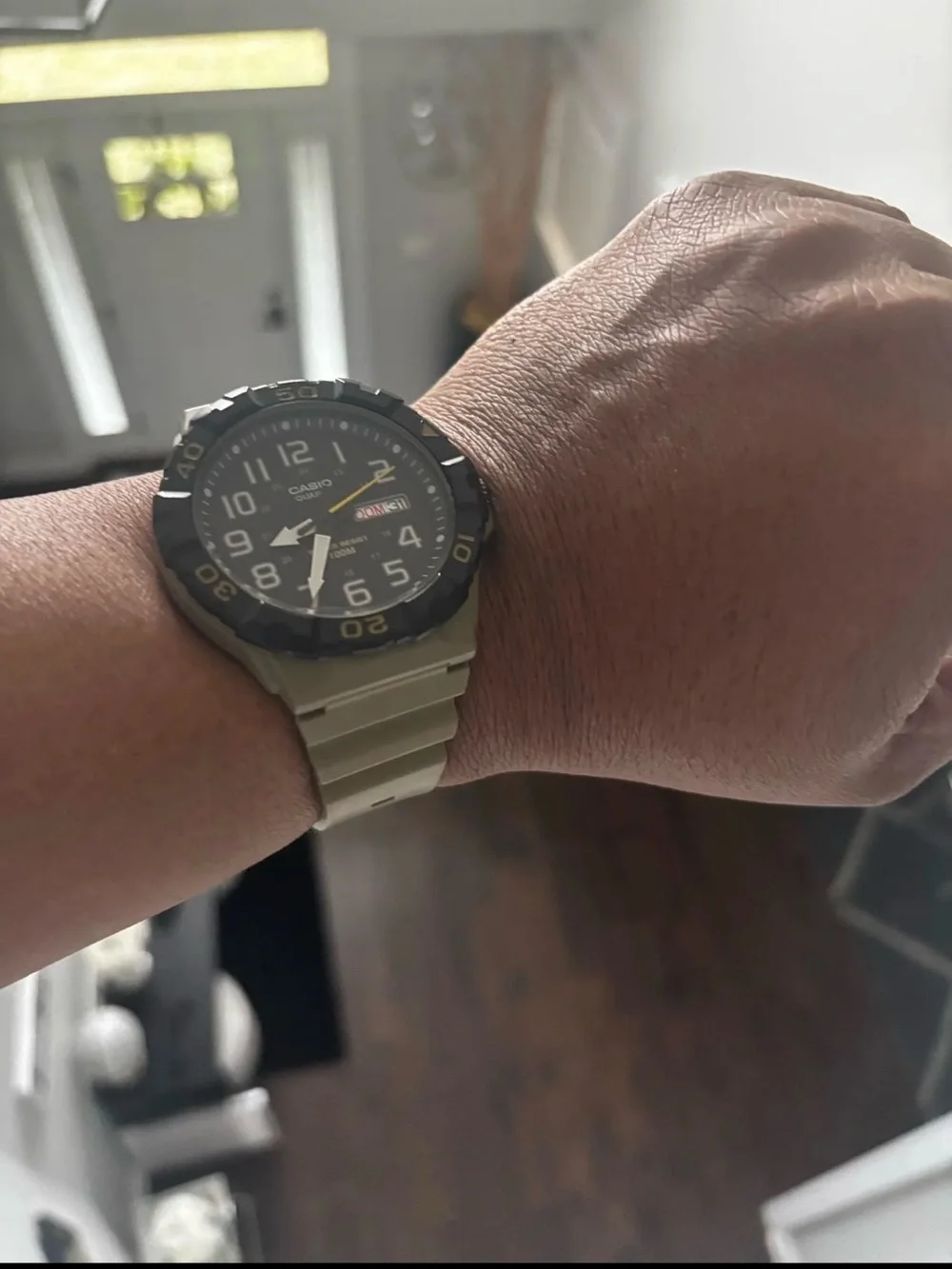 Casio Men’s Beige Strap Watch with Black Dial